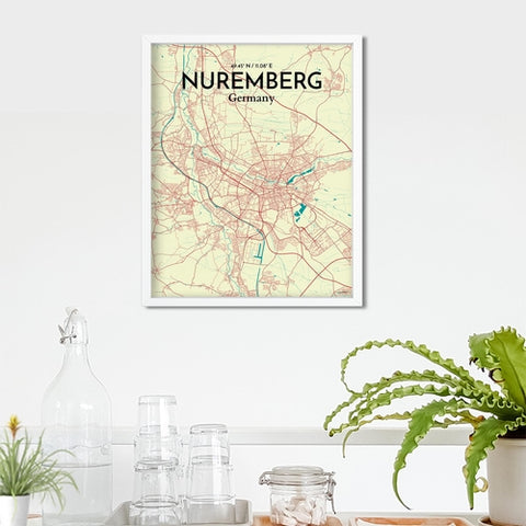 Nuremberg City Map Poster – Detailed Art Print of Nuremberg, German City Map Art for Home Decor, Office Decor, and Unique Gifts