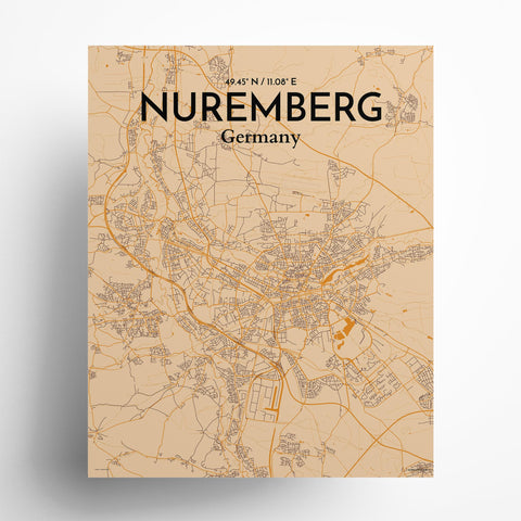 Nuremberg City Map Poster – Detailed Art Print of Nuremberg, German City Map Art for Home Decor, Office Decor, and Unique Gifts