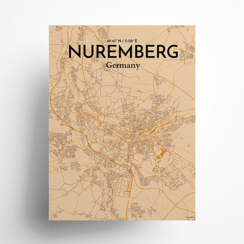 Nuremberg City Map Poster – Detailed Art Print of Nuremberg, German City Map Art for Home Decor, Office Decor, and Unique Gifts