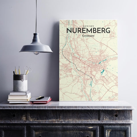 Nuremberg City Map Poster – Detailed Art Print of Nuremberg, German City Map Art for Home Decor, Office Decor, and Unique Gifts