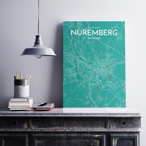 Nuremberg City Map Poster – Detailed Art Print of Nuremberg, German City Map Art for Home Decor, Office Decor, and Unique Gifts