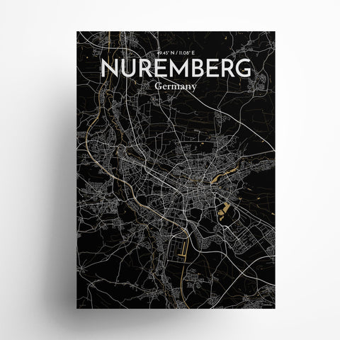 Nuremberg City Map Poster – Detailed Art Print of Nuremberg, German City Map Art for Home Decor, Office Decor, and Unique Gifts