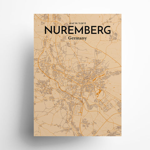 Nuremberg City Map Poster – Detailed Art Print of Nuremberg, German City Map Art for Home Decor, Office Decor, and Unique Gifts