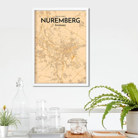 Nuremberg City Map Poster – Detailed Art Print of Nuremberg, German City Map Art for Home Decor, Office Decor, and Unique Gifts