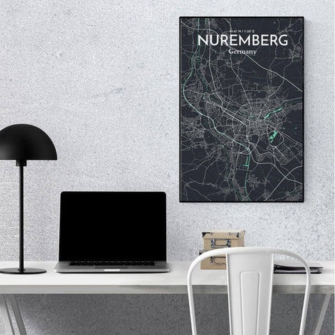 Nuremberg City Map Poster – Detailed Art Print of Nuremberg, German City Map Art for Home Decor, Office Decor, and Unique Gifts