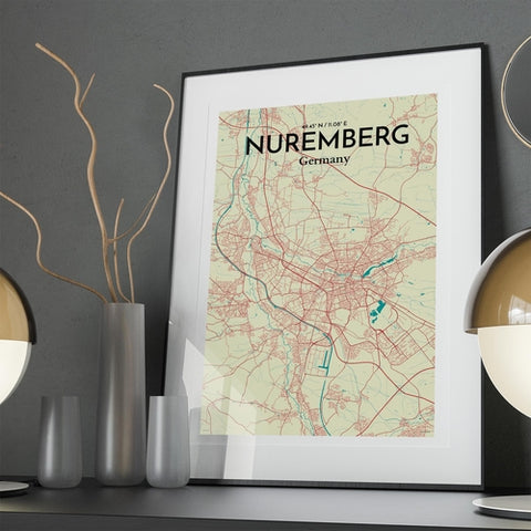 Nuremberg City Map Poster – Detailed Art Print of Nuremberg, German City Map Art for Home Decor, Office Decor, and Unique Gifts