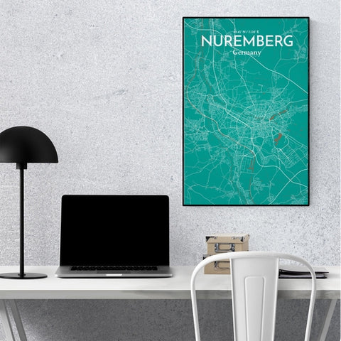 Nuremberg City Map Poster – Detailed Art Print of Nuremberg, German City Map Art for Home Decor, Office Decor, and Unique Gifts