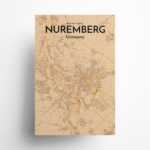 Nuremberg City Map Poster – Detailed Art Print of Nuremberg, German City Map Art for Home Decor, Office Decor, and Unique Gifts