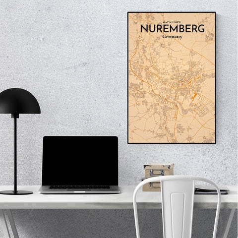 Nuremberg City Map Poster – Detailed Art Print of Nuremberg, German City Map Art for Home Decor, Office Decor, and Unique Gifts