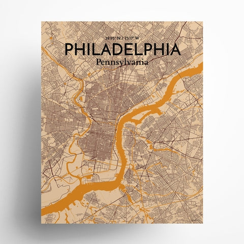 Philadelphia City Map Poster – Detailed Art Print of Philadelphia, Pennsylvania for Home Decor, Office Decor, Travel Art, and Unique Gifts