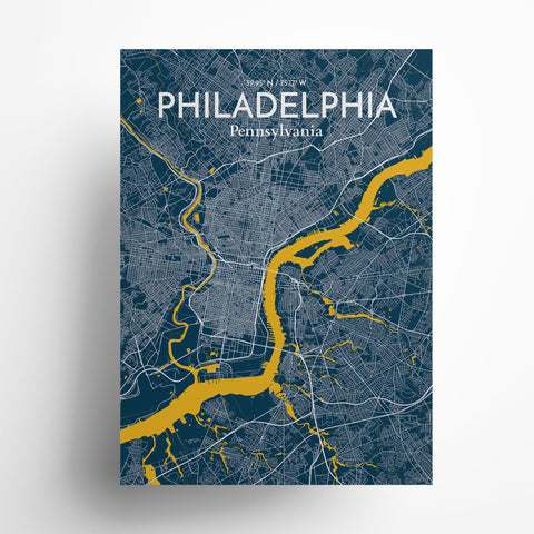 Philadelphia City Map Poster – Detailed Art Print of Philadelphia, Pennsylvania for Home Decor, Office Decor, Travel Art, and Unique Gifts