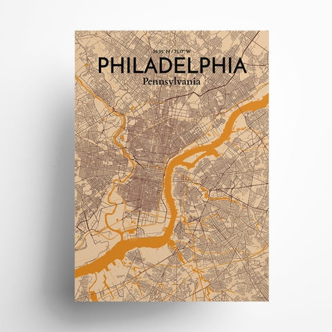 Philadelphia City Map Poster – Detailed Art Print of Philadelphia, Pennsylvania for Home Decor, Office Decor, Travel Art, and Unique Gifts