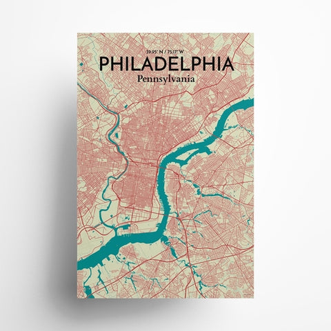 Philadelphia City Map Poster – Detailed Art Print of Philadelphia, Pennsylvania for Home Decor, Office Decor, Travel Art, and Unique Gifts