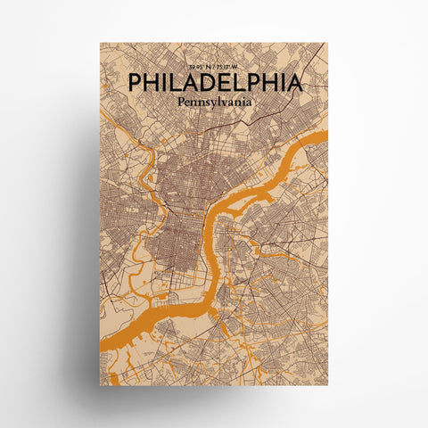 Philadelphia City Map Poster – Detailed Art Print of Philadelphia, Pennsylvania for Home Decor, Office Decor, Travel Art, and Unique Gifts