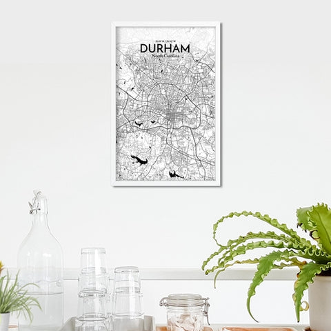 Durham North Carolina City Map Poster – Detailed Art Print of Durham, NC for Home Decor, Office Decor, Travel Art, and Unique Gifts