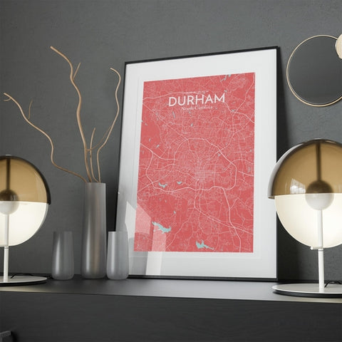 Durham North Carolina City Map Poster – Detailed Art Print of Durham, NC for Home Decor, Office Decor, Travel Art, and Unique Gifts