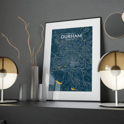 Durham North Carolina City Map Poster – Detailed Art Print of Durham, NC for Home Decor, Office Decor, Travel Art, and Unique Gifts