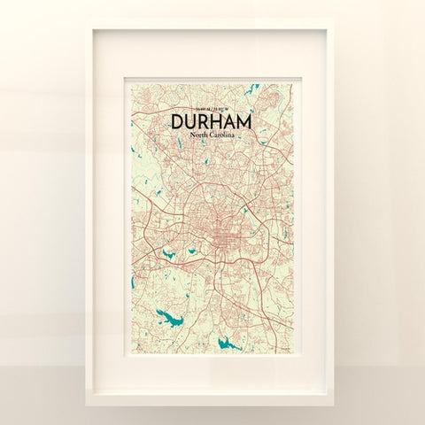 Durham North Carolina City Map Poster – Detailed Art Print of Durham, NC for Home Decor, Office Decor, Travel Art, and Unique Gifts