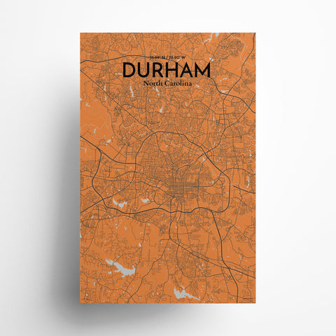 Durham North Carolina City Map Poster – Detailed Art Print of Durham, NC for Home Decor, Office Decor, Travel Art, and Unique Gifts