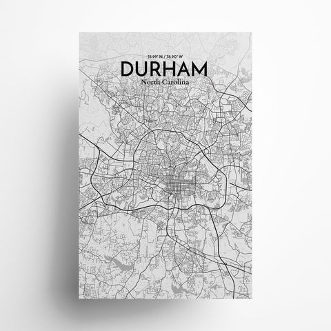 Durham North Carolina City Map Poster – Detailed Art Print of Durham, NC for Home Decor, Office Decor, Travel Art, and Unique Gifts