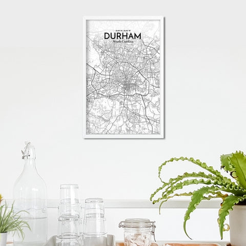 Durham North Carolina City Map Poster – Detailed Art Print of Durham, NC for Home Decor, Office Decor, Travel Art, and Unique Gifts