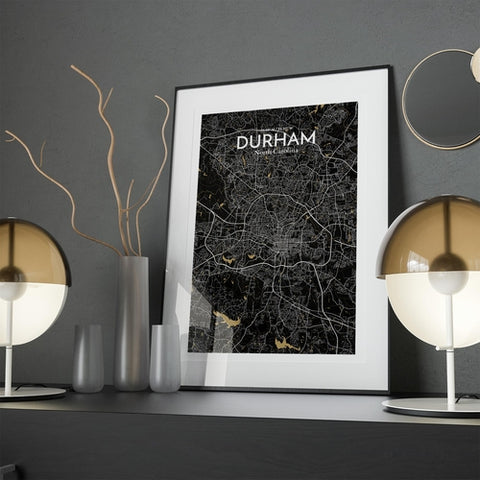 Durham North Carolina City Map Poster – Detailed Art Print of Durham, NC for Home Decor, Office Decor, Travel Art, and Unique Gifts