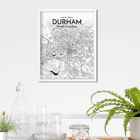 Durham North Carolina City Map Poster – Detailed Art Print of Durham, NC for Home Decor, Office Decor, Travel Art, and Unique Gifts