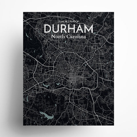 Durham North Carolina City Map Poster – Detailed Art Print of Durham, NC for Home Decor, Office Decor, Travel Art, and Unique Gifts