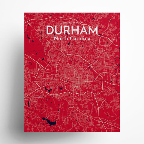 Durham North Carolina City Map Poster – Detailed Art Print of Durham, NC for Home Decor, Office Decor, Travel Art, and Unique Gifts