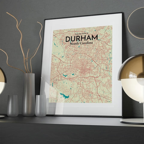 Durham North Carolina City Map Poster – Detailed Art Print of Durham, NC for Home Decor, Office Decor, Travel Art, and Unique Gifts