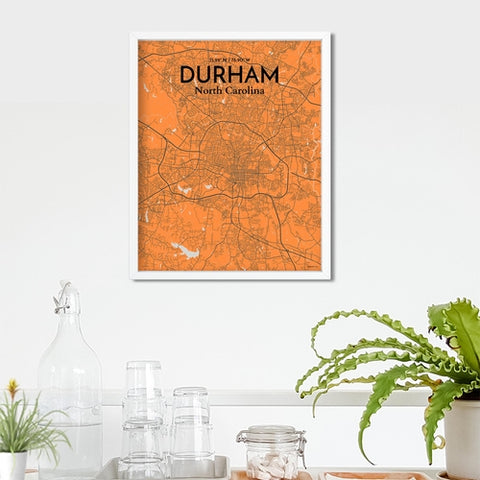 Durham North Carolina City Map Poster – Detailed Art Print of Durham, NC for Home Decor, Office Decor, Travel Art, and Unique Gifts