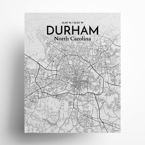 Durham North Carolina City Map Poster – Detailed Art Print of Durham, NC for Home Decor, Office Decor, Travel Art, and Unique Gifts