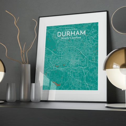 Durham North Carolina City Map Poster – Detailed Art Print of Durham, NC for Home Decor, Office Decor, Travel Art, and Unique Gifts