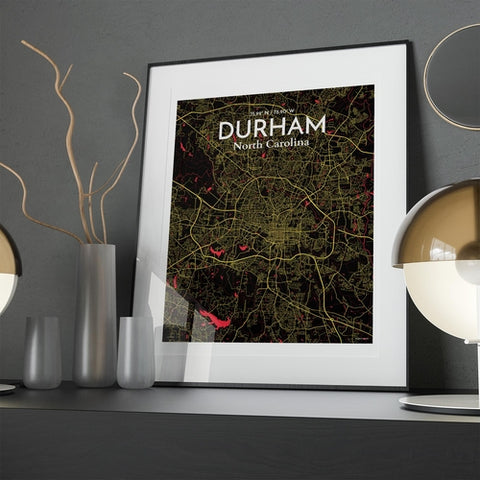 Durham North Carolina City Map Poster – Detailed Art Print of Durham, NC for Home Decor, Office Decor, Travel Art, and Unique Gifts