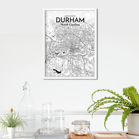 Durham North Carolina City Map Poster – Detailed Art Print of Durham, NC for Home Decor, Office Decor, Travel Art, and Unique Gifts