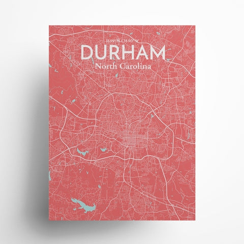 Durham North Carolina City Map Poster – Detailed Art Print of Durham, NC for Home Decor, Office Decor, Travel Art, and Unique Gifts