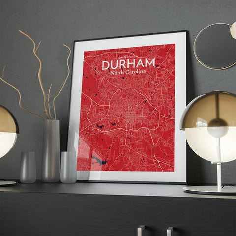 Durham North Carolina City Map Poster – Detailed Art Print of Durham, NC for Home Decor, Office Decor, Travel Art, and Unique Gifts