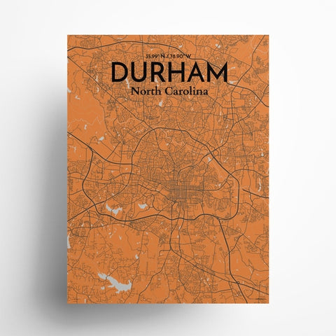 Durham North Carolina City Map Poster – Detailed Art Print of Durham, NC for Home Decor, Office Decor, Travel Art, and Unique Gifts