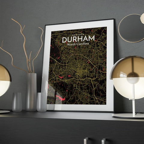 Durham North Carolina City Map Poster – Detailed Art Print of Durham, NC for Home Decor, Office Decor, Travel Art, and Unique Gifts