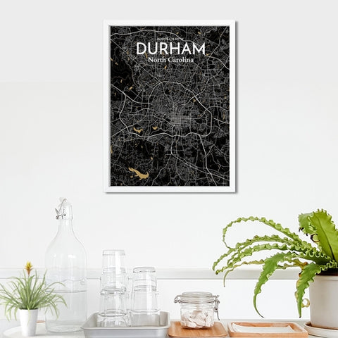 Durham North Carolina City Map Poster – Detailed Art Print of Durham, NC for Home Decor, Office Decor, Travel Art, and Unique Gifts