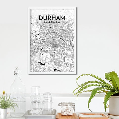 Durham North Carolina City Map Poster – Detailed Art Print of Durham, NC for Home Decor, Office Decor, Travel Art, and Unique Gifts