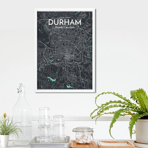 Durham North Carolina City Map Poster – Detailed Art Print of Durham, NC for Home Decor, Office Decor, Travel Art, and Unique Gifts