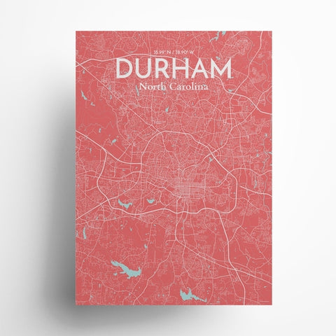 Durham North Carolina City Map Poster – Detailed Art Print of Durham, NC for Home Decor, Office Decor, Travel Art, and Unique Gifts