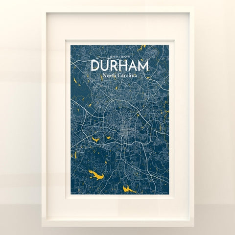 Durham North Carolina City Map Poster – Detailed Art Print of Durham, NC for Home Decor, Office Decor, Travel Art, and Unique Gifts