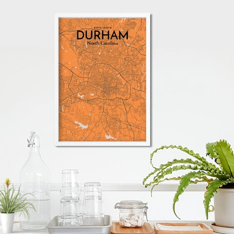 Durham North Carolina City Map Poster – Detailed Art Print of Durham, NC for Home Decor, Office Decor, Travel Art, and Unique Gifts