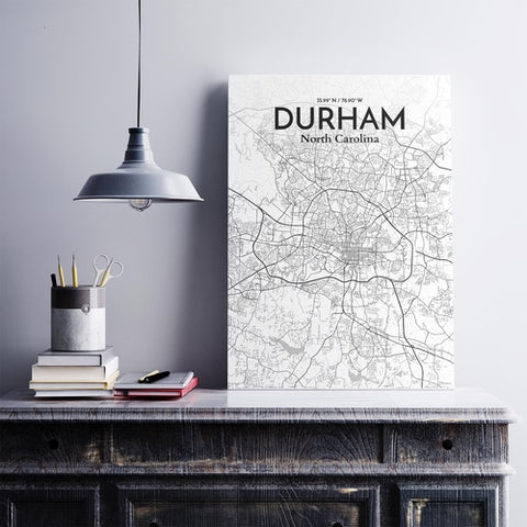 Durham North Carolina City Map Poster – Detailed Art Print of Durham, NC for Home Decor, Office Decor, Travel Art, and Unique Gifts