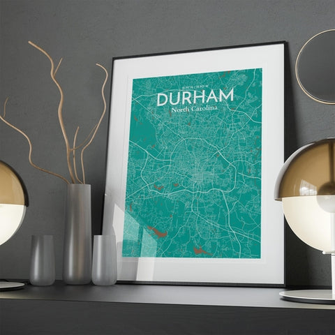 Durham North Carolina City Map Poster – Detailed Art Print of Durham, NC for Home Decor, Office Decor, Travel Art, and Unique Gifts