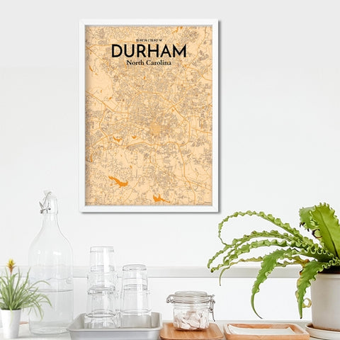 Durham North Carolina City Map Poster – Detailed Art Print of Durham, NC for Home Decor, Office Decor, Travel Art, and Unique Gifts