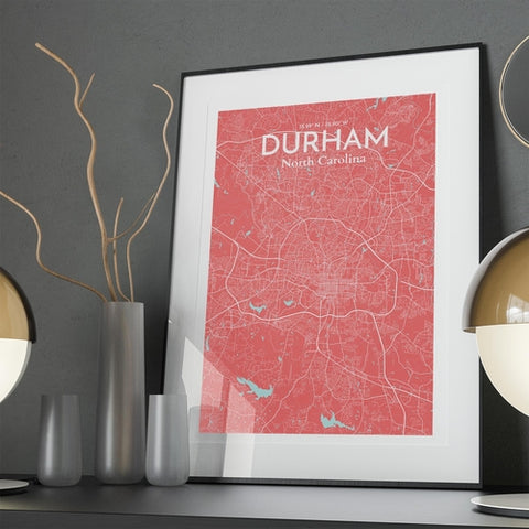 Durham North Carolina City Map Poster – Detailed Art Print of Durham, NC for Home Decor, Office Decor, Travel Art, and Unique Gifts