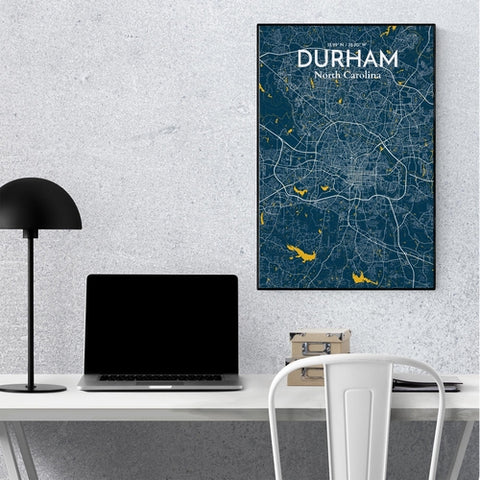 Durham North Carolina City Map Poster – Detailed Art Print of Durham, NC for Home Decor, Office Decor, Travel Art, and Unique Gifts